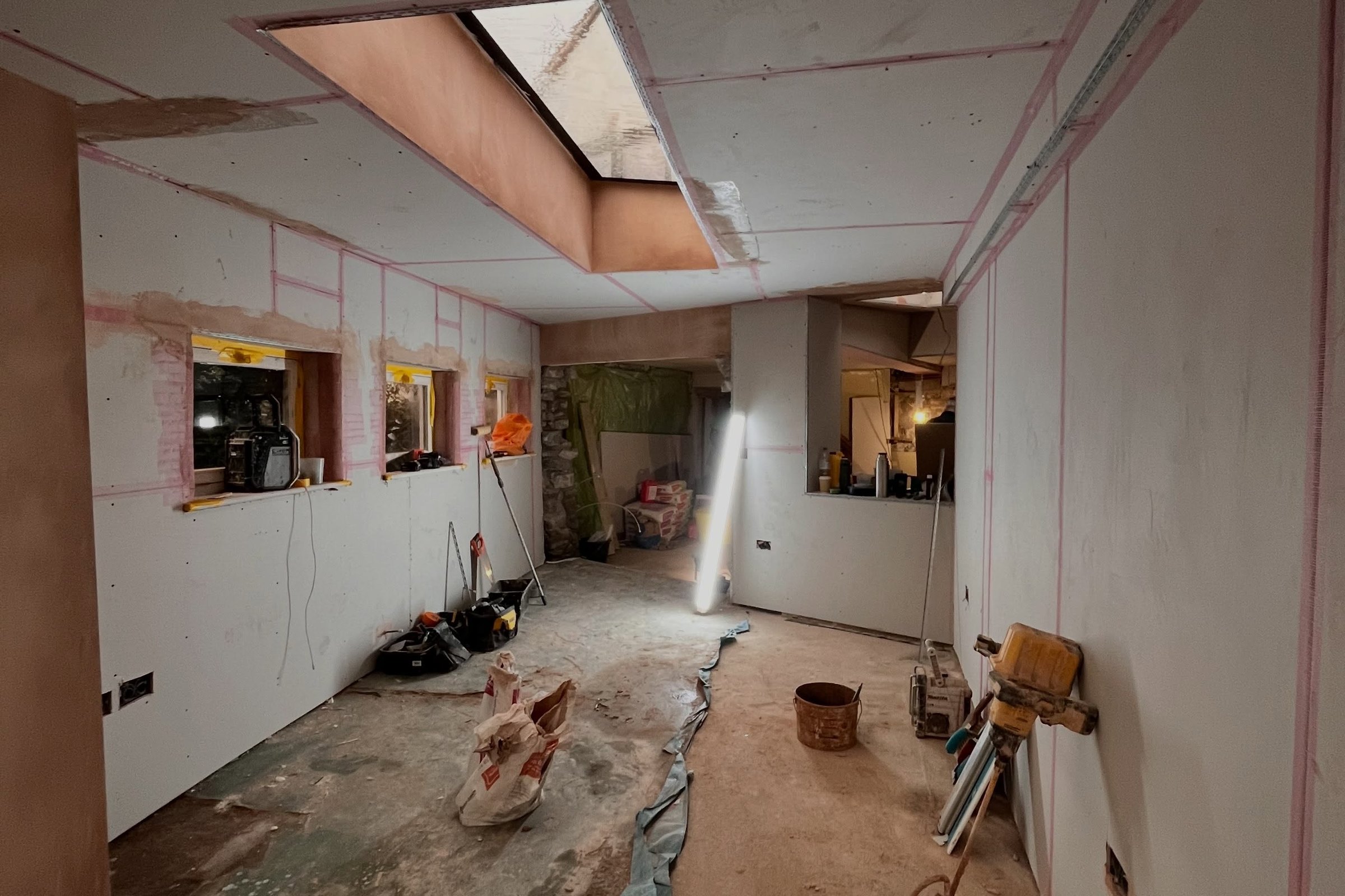 Rooflight room renovation: boarded